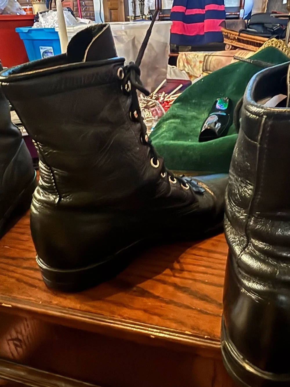Vintage Justin 506 Black Leather Kiltie Lace Up Roper Cowboy Boots Mens 8.5